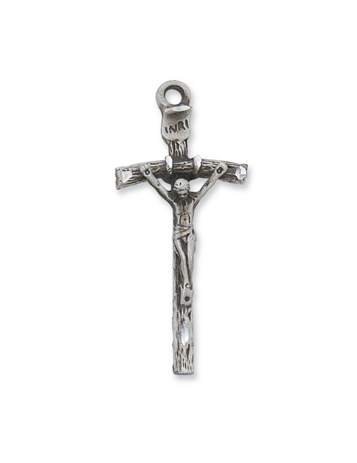 Sterling Silver Papal Crucifix w/ 24" Rhodium Plated Chain Crucifix Crucifix Symbolism Catholic Crucifix items