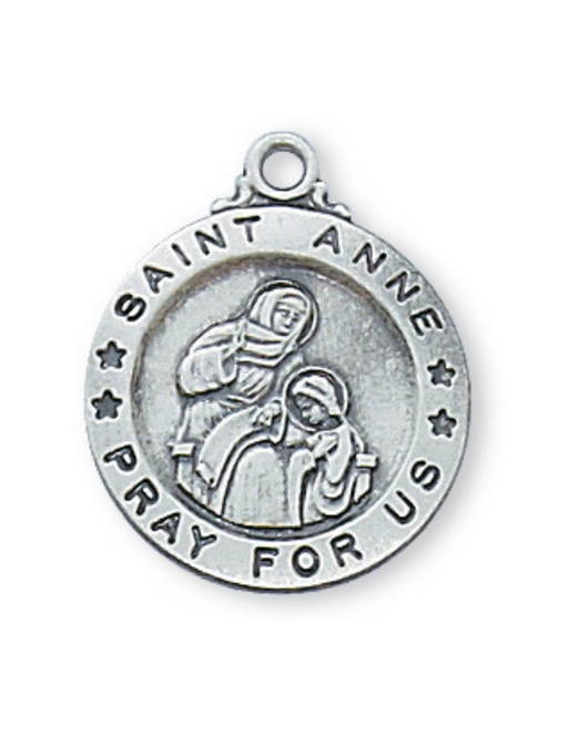 Sterling Silver St. Anne Medal w/ 18" Rhodium Chain Sterling Silver St. Anne Medal Sterling Silver St. Anne necklace