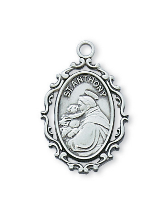 Sterling Silver St. Anthony Medal w/ 18" Rhodium Plated Chain Catholic Gifts Catholic Presents Gifts for all occasion