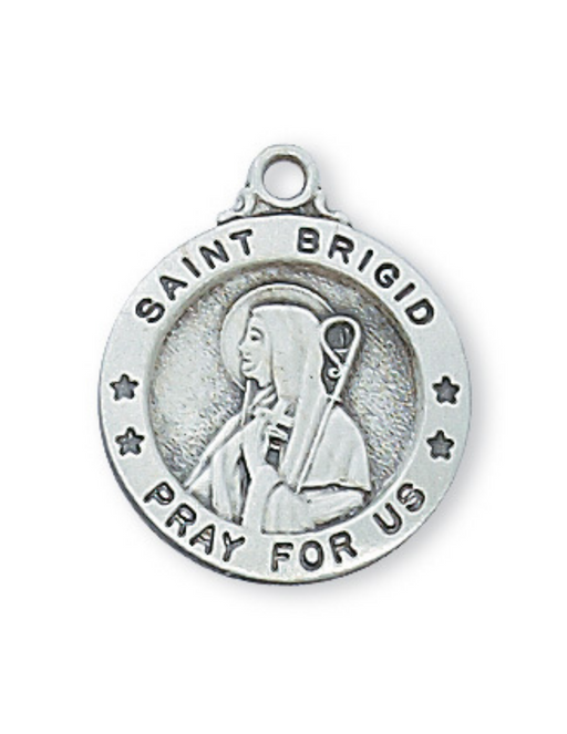 Engravable Sterling Silver St. Brigid Medal w/ 18" Rhodium Chain Engravable Sterling Silver St. Brigid Medal Engravable Sterling Silver St. Brigid necklace