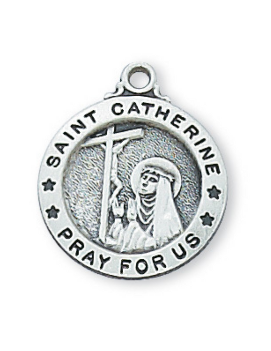 Sterling Silver St. Catherine Medal w/ 18" Rhodium Chain Sterling Silver St. Catherine Medal Sterling Silver St. Catherine necklace