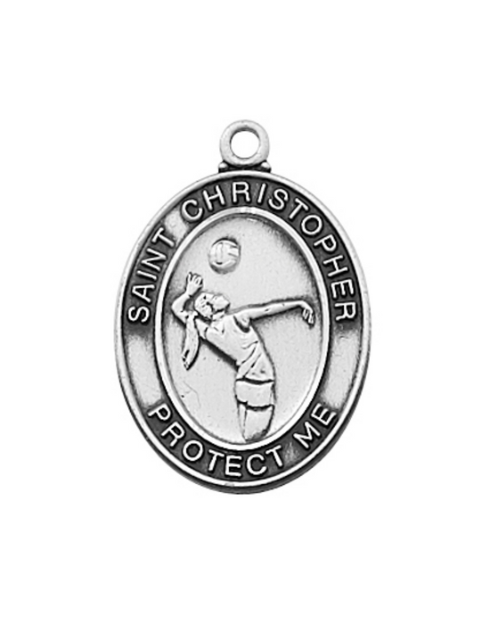 Sterling Silver St. Christopher Medal w/ 18" Rhodium Plated Chain First Communion Keepsake First Communion Symbols First Communion Souvenir