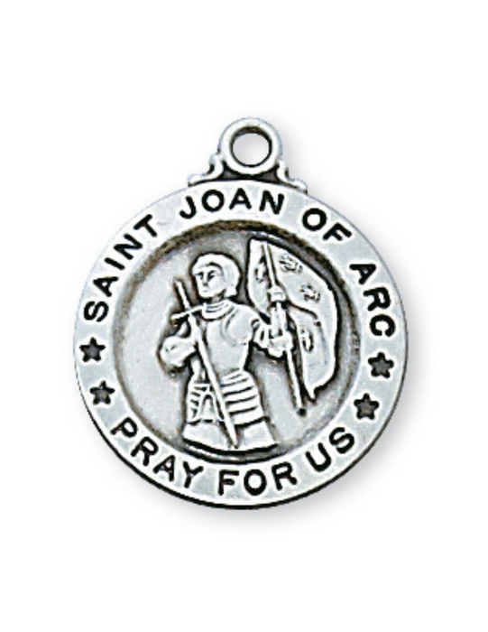 Engravable Sterling Silver St. Joan of Arc Medal w/ 18" Rhodium Chain Engravable Sterling Silver St. Joan of Arc Medal Engravable Sterling Silver St. Joan of Arc necklace