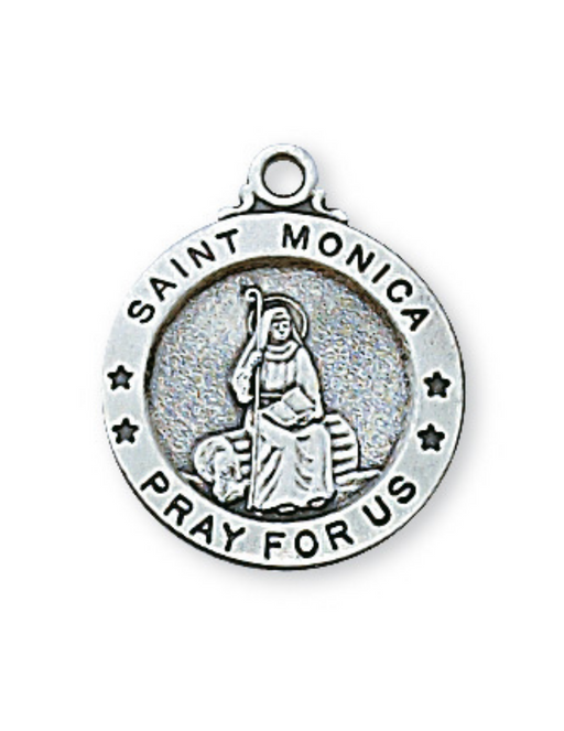 Sterling Silver St. Monica Medal w/ 18" Rhodium Plated Chain Catholic Gifts Catholic Presents Gifts for all occasion