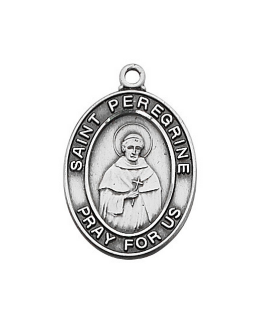 Sterling Silver St. Peregrine Medal w/ 18" Rhodium Plated Chain Catholic Gifts Catholic Presents Gifts for all occasion