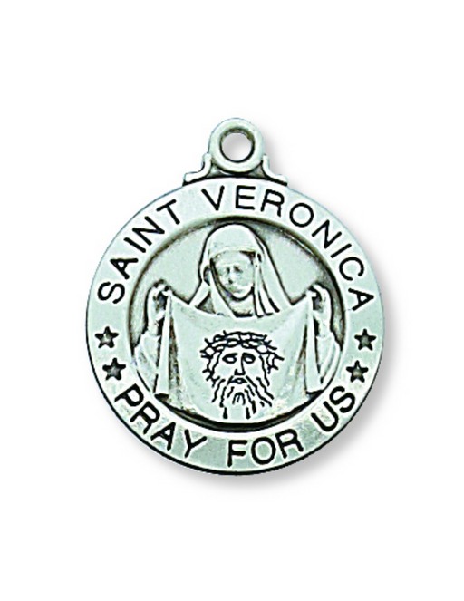 Sterling Silver St. Veronica Medal w/ 20" Rhodium Plated Chain Catholic Gifts Catholic Presents Gifts for all occasion