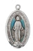 Sterling Silver with Blue Epoxy Miraculous Medal on 18" Stainless Steel Chain
