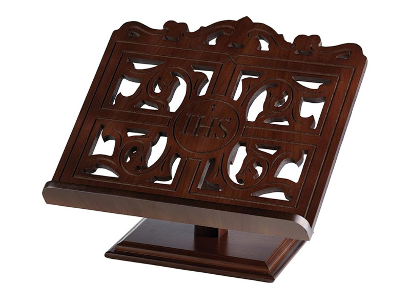 IHS Wood Carved Bible Stand