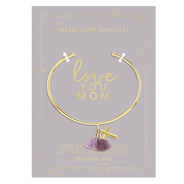 Tassel Cuff Bracelet - Love You Mom