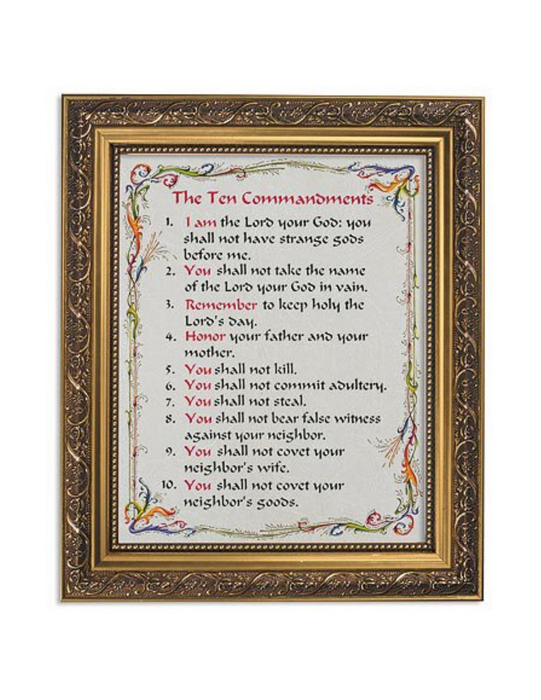 Ten Commandments Framed Print in Ornate Wood Tone Finish Frame Ten Commandments Framed Print 