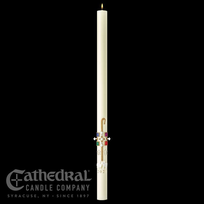 The Good Shepherd Paschal Candle - Cathedral Candle - Beeswax - 18 Sizes