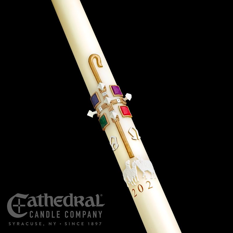 The Good Shepherd Paschal Candle - Cathedral Candle - Beeswax - 18 Sizes