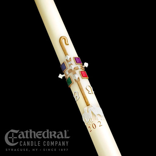 The Good Shepherd Paschal Candle - Cathedral Candle - Beeswax - 18 Sizes