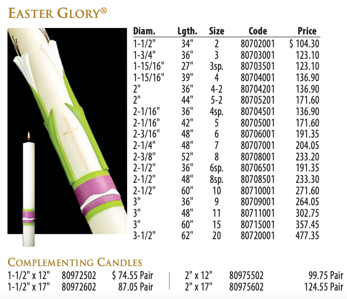 The SCULPT WAX ® Collection Easter Glory® Paschal Candle - Cathedral Candle - Beeswax - 18 Sizes