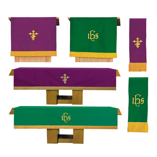 Three Piece Purple and Green Reversible Parament Set