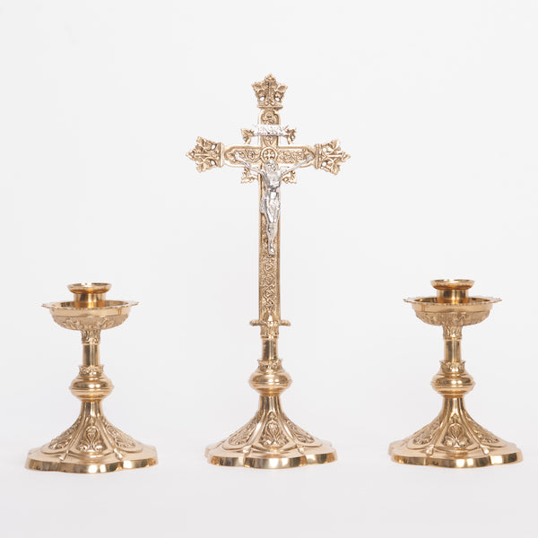 Traditional Altar Crucifix Traditional Altar Cross with Silver Plated corpus and INRI