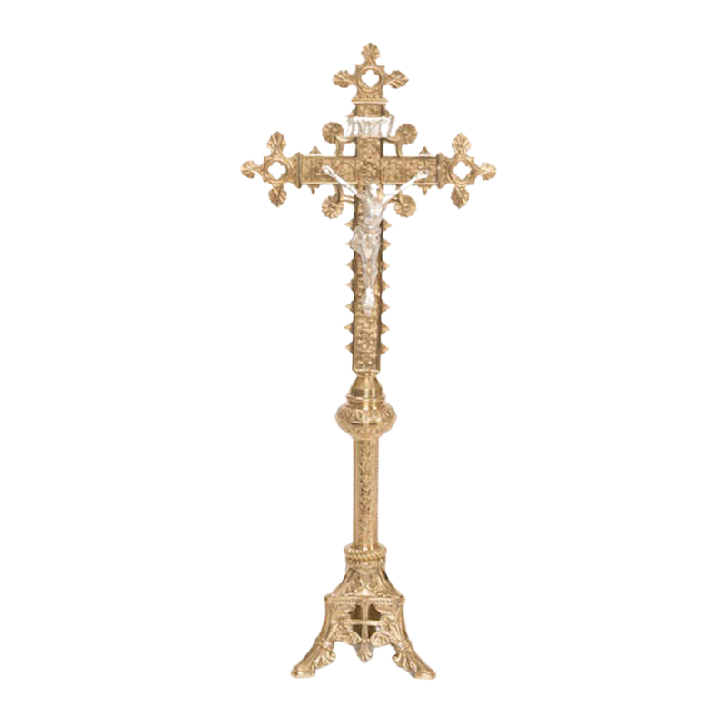 Traditional Altar Crucifix with Silver Plated Corpus