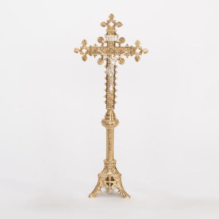 Traditional Altar Crucifix with Silver Plated Corpus