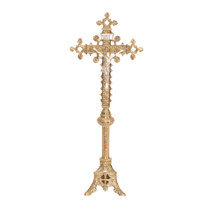 Traditional Altar Crucifix with Silver Plated Corpus