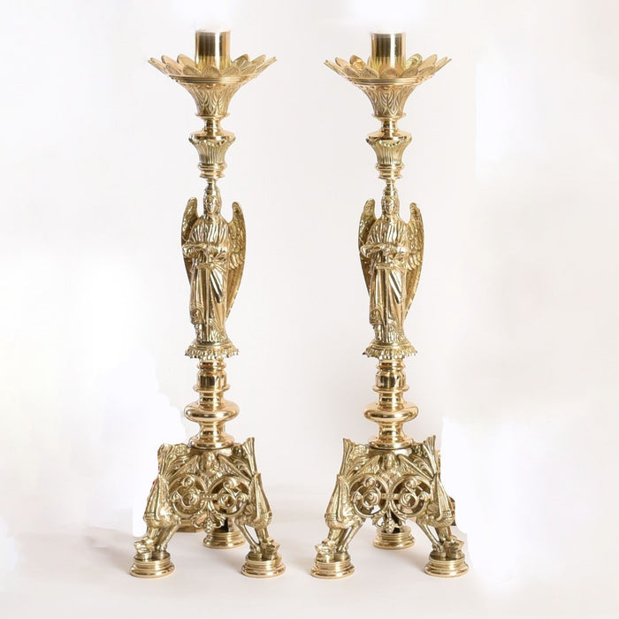 Traditional Baroque Style Angel Candlestick (Brass)