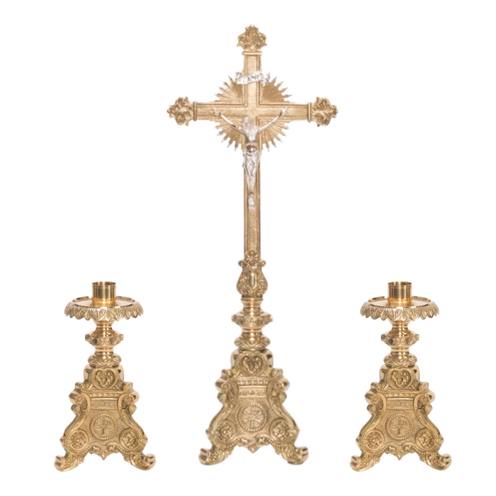 Conjunto de Altar Crucifijo y Candelabros Estilo Barroco Tradicional