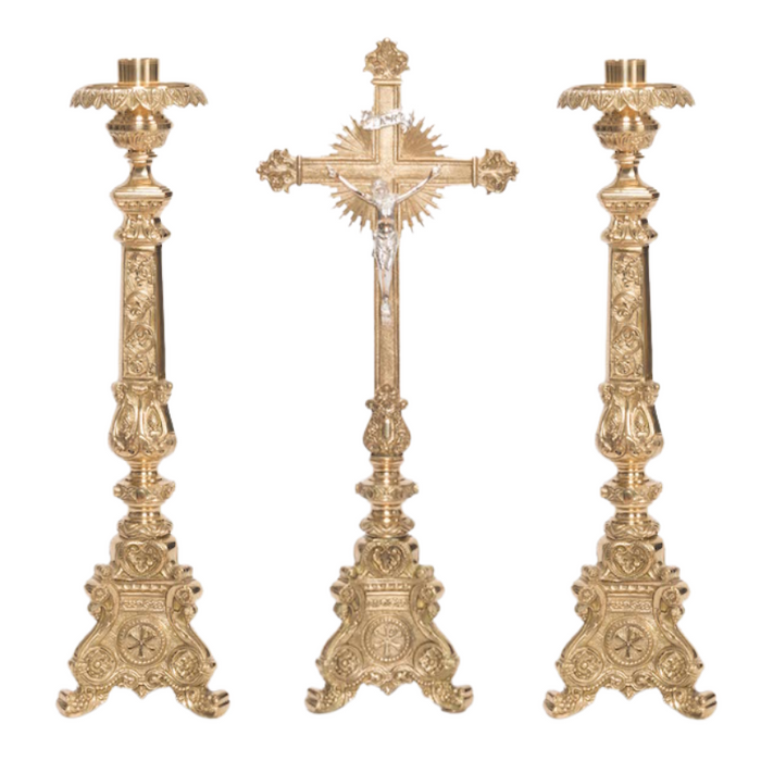 Conjunto de Altar Crucifijo y Candelabros Estilo Barroco Tradicional