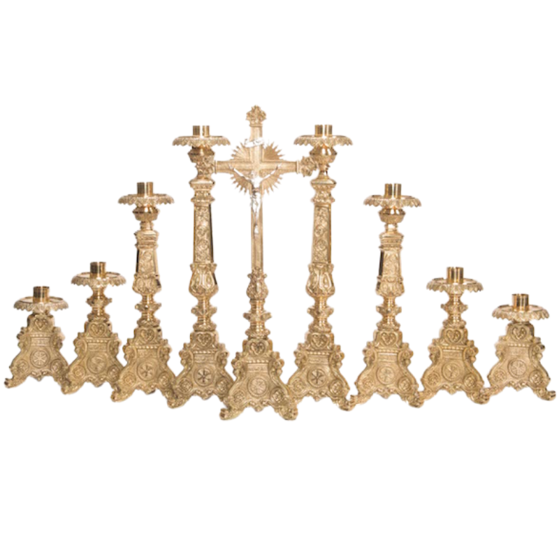 Conjunto de Altar Crucifijo y Candelabros Estilo Barroco Tradicional