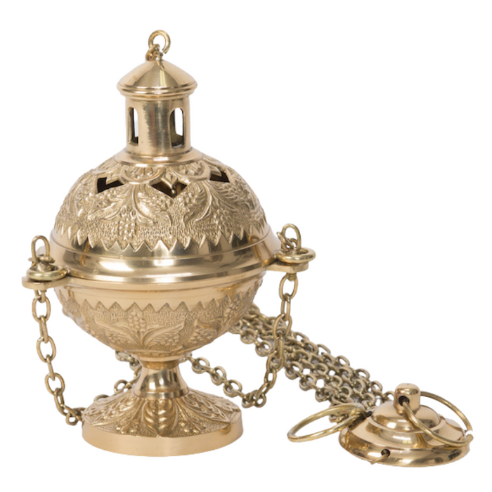Traditional Brass Censer with Triple Chains