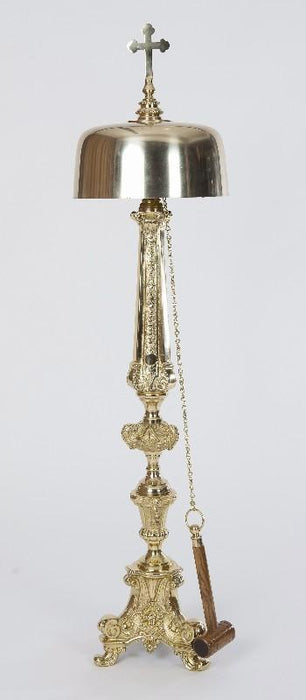 Traditional Church Service Gong in Solid Brass Polished Brass and Lacquered Standing Gong w/ Mallet