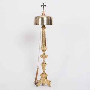 Traditional Church Service Gong in Solid Brass Polished Brass and Lacquered Standing Gong w/ Mallet