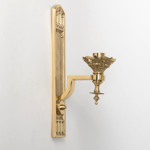 Traditional European Gothic Backplate Consecration Candlestick Wall hung Consecration Candle on Gothic Backplate.