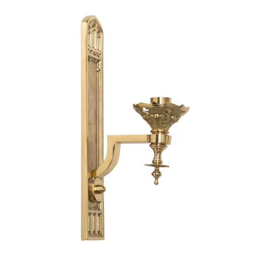 Traditional European Gothic Backplate Consecration Candlestick Wall hung Consecration Candle on Gothic Backplate.