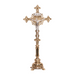 Traditional Fluted Brass Stem Crucifix and Candlesticks Altar Set