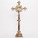 Traditional Fluted Brass Stem Crucifix and Candlesticks Altar Set