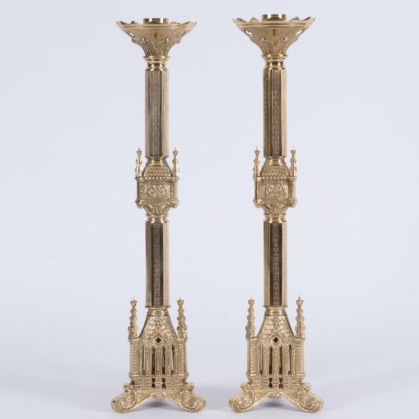 Traditional Gothic Crucifix and Candlestick Altar Set