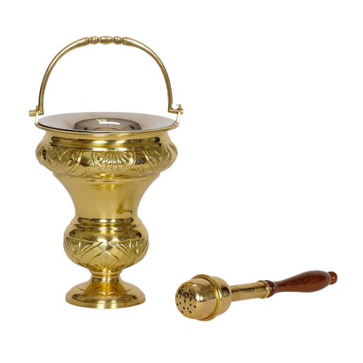 Traditional Holy Water Bucket with Sprinkler Set Traditional Style Aspergillum and Aspergil