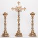 Traditional Marble Stem Brass Altar Crucifix Marble Stem Brass Altar Cross with Silver plated Corpus and INRI.