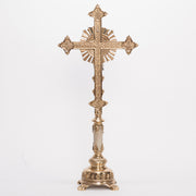 Traditional Marble Stem Brass Altar Crucifix Marble Stem Brass Altar Cross with Silver plated Corpus and INRI.