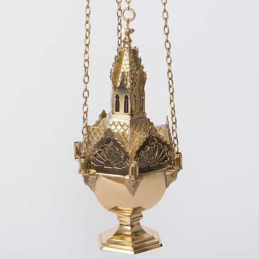 Traditional Polished Cast Brass Censer Traditional Censer, Thurible with removable charcoal burn cup.