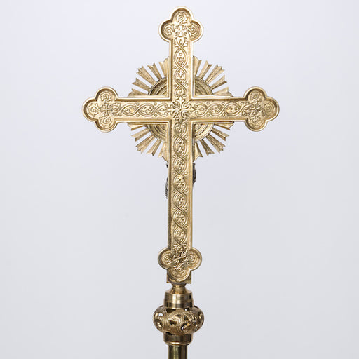 Traditional Style Silver Plated Corpus Processional Crucifix with Rays Processional cross- no rays silver plated corpus