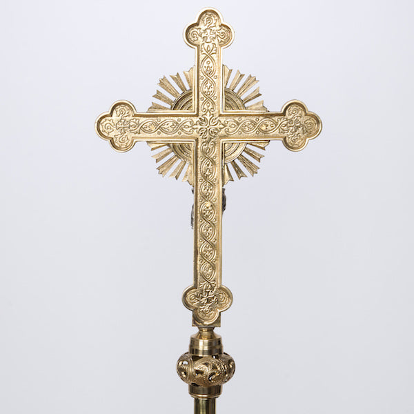 Traditional Style Silver Plated Corpus Processional Crucifix with Rays Processional cross- no rays silver plated corpus