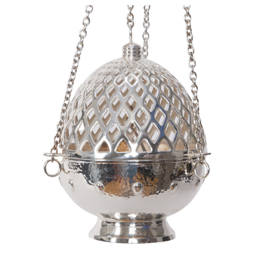 Triple Chain Silver Plated Cathedral Censer Our World Famous Silver Plated  Triple Chain Cathedral Censer / Thurible with Removable charcoal burn cup.