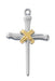 Two-Toned Sterling Silver Cross with Gold Plated Rope Design