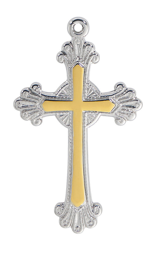 Two-toned Sterling Silver Cross with Gold-plated Center