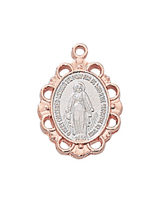 Two Tone Filigree Miraculous Medal w/ 18" Chain our lady of miraculous medal power of the miraculous medal miraculous medal protection 