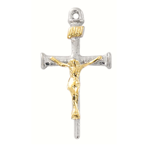 Two Tone Sterling Silver Nail Crucifix with 18" Chain Crucifix Crucifix Symbolism Catholic Crucifix items