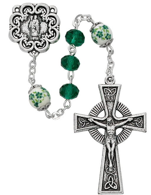 Green Crystal St. Patrick Rosary