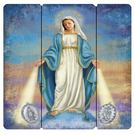 Our Lady of The Miraculous Medal Our Lady of The Miraculous Medal art Our Lady of The Miraculous Medal image Our Lady of The Miraculous Medalcatholic image Our Lady of The Miraculous Medal wood pallet