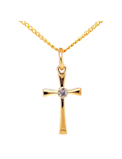 Gold Plated Pewter Cross with 18" Gold Tone Chain Necklace Communion keepsake communion souvenir