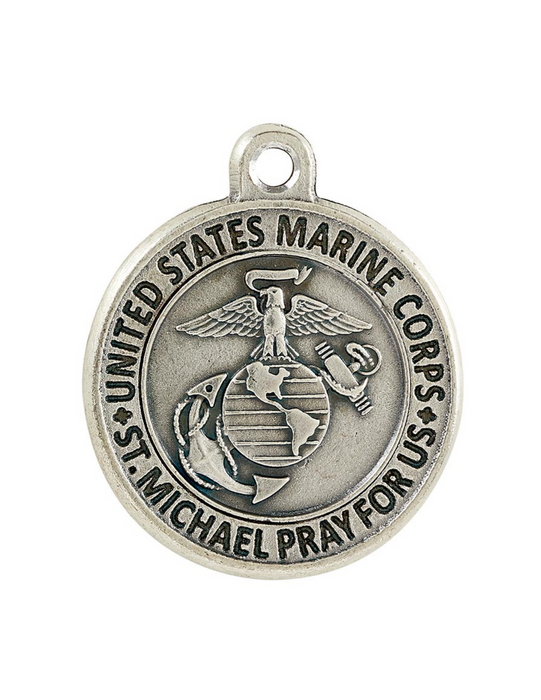 St. Michael Marine Heritage Medal With 20" Chain Marine Corps Heritage Medal with 20" Chain  Military Protection St. Michael Armed Forces Protection Armed Forces Guidance